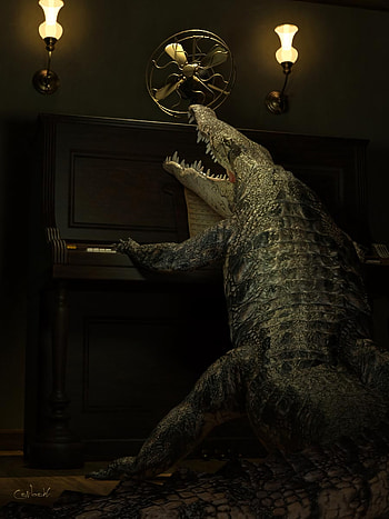Art, Piano, To Fall, Mouth, Crocodile HD phone wallpaper
