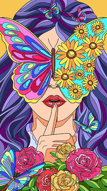 Fantasy, butterfly, flower HD phone wallpaper