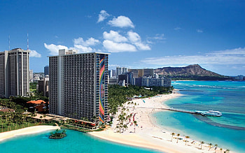Waikiki Hawaii, Waikiki Beach, Cityscape view, Palm trees HD wallpaper