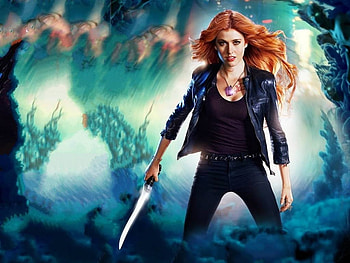 Katherine McNamara - Shadowhunters, model, , leather, beautiful, actress, Katherine, McNamara, Katherine McNamara, 2017, knife, Shadowhunters HD wallpaper