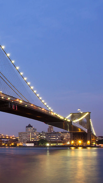 Brooklyn Bridge, City skyline, Suspension bridge, New York City HD phone wallpaper