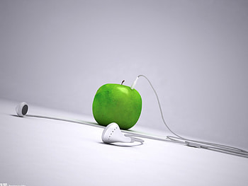 Listen the Juice, apple, music, head HD wallpaper