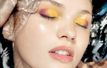 Candice Swanepoel , model, candice swanepoel, girl, beauty, woman, summer, make-up, yellow, water HD wallpaper