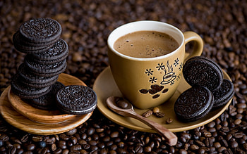 Coffee cup, Spoon, Oreos HD wallpaper