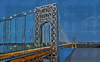 George Washington Bridge, , vector art, George Washington Bridge drawing, creative art, George Washington Bridge art, vector drawing, abstract New York cityscape, New York drawing, USA HD wallpaper