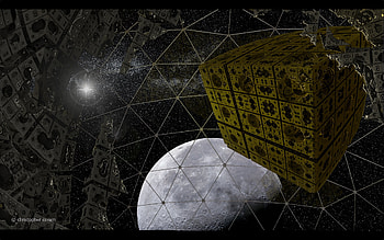 Dome, night, galaxy, moon, space, milky way, fractal, geodetic HD wallpaper