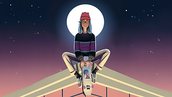 Moonlight Skater Girl Vibes, moonlight, skates, girl, artist, artwork, art, digital-art, artstation HD wallpaper