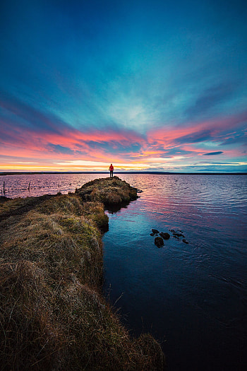 Nature, Sunset, Horizon, Lake, Loneliness, Iceland HD phone wallpaper