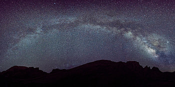 Mountains, Stars, Night, Dark, Starry Sky, Nebula HD wallpaper