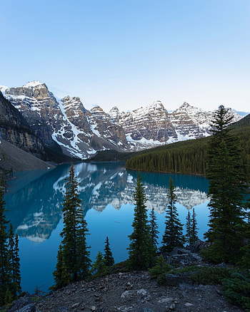 Winter, Nature, Trees, Mountains, Snow, Lake HD phone wallpaper