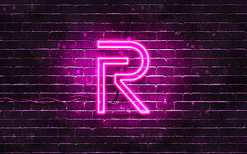 Realme purple logo, , purple brickwall, Realme logo, brands, Realme neon logo, Realme HD wallpaper