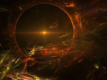 Circles of Light, circles, purple, brown, 3d, yellow, red, colours, orange HD wallpaper