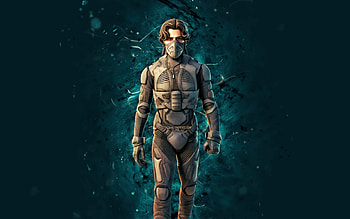 Masked Paul Atreides, , blue neon lights, Fortnite Battle Royale, Fortnite characters, Masked Paul Atreides Skin, Fortnite, Masked Paul Atreides Fortnite HD wallpaper