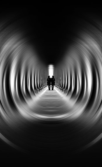 Miscellanea, Miscellaneous, Silhouettes, Blur, Smooth, Bw, Chb, Illusion, Tunnel HD phone wallpaper