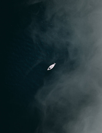 Tranquillity, View From Above, Lake, Fog, Minimalism, Boat, Calmness HD phone wallpaper