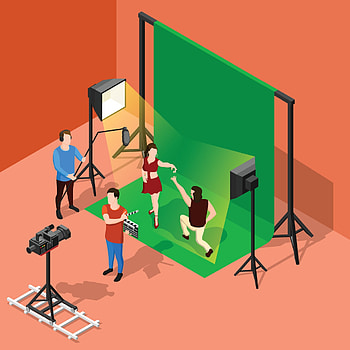 Movie Set, Isometric, Film set background, Vector art HD phone wallpaper
