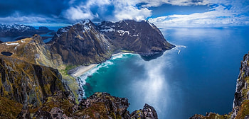Summer In Lofoten, island, sea, Norway, beautiful, beach, summer, clouds, sky, water HD wallpaper