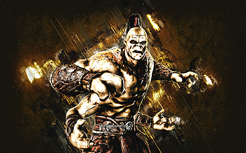 Goro, Mortal Kombat Mobile, Goro MK Mobile, Mortal Kombat, brown stone background, Mortal Kombat Mobile characters, grunge art, Goro Mortal Kombat HD wallpaper