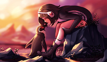 Penguin Girl Love Artwork, deviantart, love, artwork, artist, digital-art, penguin HD wallpaper