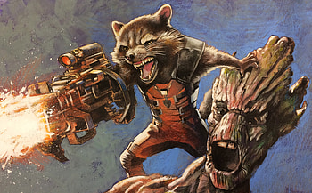 Groot and Rocket, Artstation artwork, Rocket raccoon and Groot, Beautiful painting HD wallpaper