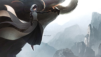 Zhongli Flying Blue Sky Background Genshin Impact HD wallpaper