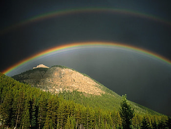 Landscape, Mountains, Rainbow HD wallpaper