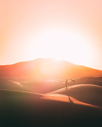 A mesmerizing sunset paints the dunes of Al Wahat Al Dakhla Desert in warm hues, creating a tranquil and scenic landscape. HD phone wallpaper