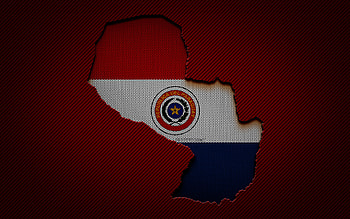 Paraguay map, , South American countries, Paraguayan flag, red carbon background, Paraguay map silhouette, Paraguay flag, South America, Paraguayan map, Paraguay, flag of Paraguay HD wallpaper