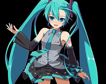 Hatsune Miku, blue, black, awesome, heads, cute, vocaloid, beauty, nice, miku, music, vocaloids, hatsune, thighhighs, sexy, skirt, blue eyes, twintail, hot, blue hair, headset, beautiful, tie, anime, pretty, cool, idol, micro HD wallpaper