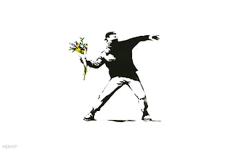 flower thrower banksy HD wallpaper