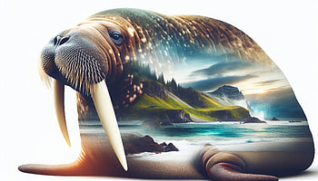 Majestic Walrus, walrus, landscape, nature, Wildlife, surrealism HD wallpaper