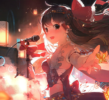 Cute, anime girl, signing, original, art HD wallpaper