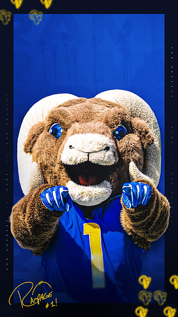 Los Angeles Rams : Cheerful Mascot Rampage HD phone wallpaper