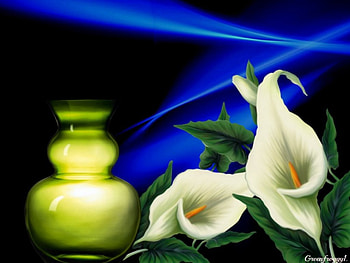 WHITE LILIES, VASE, GREEN, WHITE, LILIES HD wallpaper