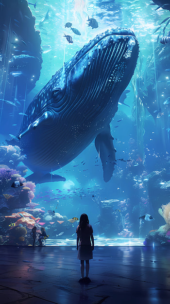 Majestic Whale Encounter Aquarium, aquarium HD phone wallpaper