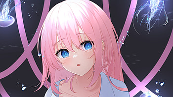 Blue Eyes Pink Short Hair Anime Girl With Blue Dress Anime Girl HD wallpaper