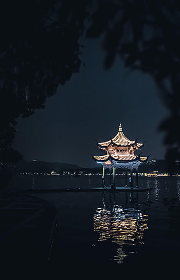 Night, Architecture, Building, Dark, Pagoda HD phone wallpaper