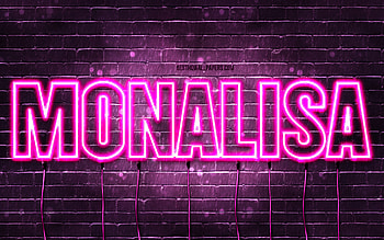 Monalisa, , with names, female names, Monalisa name, purple neon lights, Monalisa Birtay, Happy Birtay Monalisa, popular italian female names, with Monalisa name HD wallpaper