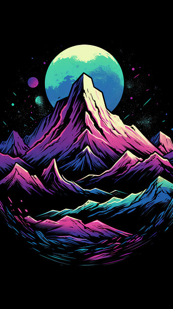 Colorful Dark Mountain, colorful, black, nature, mountain HD phone wallpaper