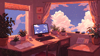 Workspace, computer, 8-bit, artist, artwork, digital-art HD wallpaper
