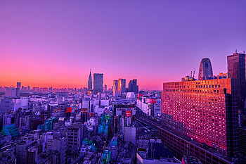 Cities, Twilight, Violet, City, Building, View From Above, Dusk, Purple HD wallpaper