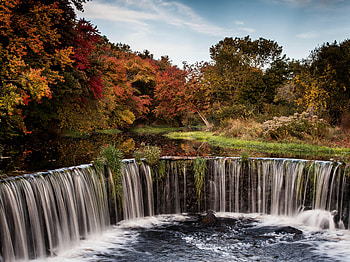 Landscape, Nature, Trees, Autumn, Waterfall, Flow, Stream HD wallpaper