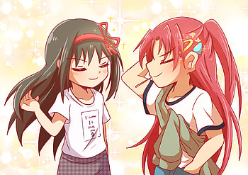 Homura Akemi & Kyōko Sakura, Kyōko Sakura, Homura Akemi, Anime, Puella Magi Madoka Magica HD wallpaper