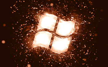 Windows brown logo, , brown neon lights, creative, brown abstract background, Windows logo, OS, Windows HD wallpaper