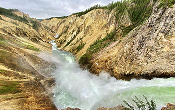 Lower Falls and the Grand Canyon of the Yellowstone, Yellowstone NP, usa, Wyoming, river, clouds, waterfall, sky HD wallpaper