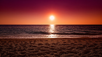 Ocean Sand Sunset, ocean, sunset, sand, nature HD wallpaper