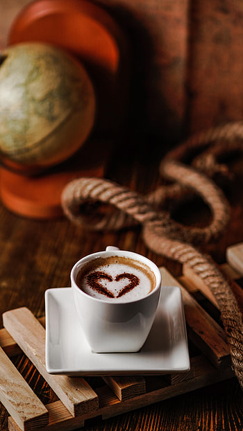 Food, Coffee, Cup, Heart, Drink, Beverage HD phone wallpaper