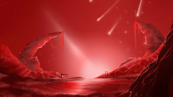 Red Eclipse The Falling Stars Realm, artist, artwork, art, digital-art, stars, red, artstation HD wallpaper
