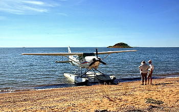 Seaplane, island, sea, beach HD wallpaper