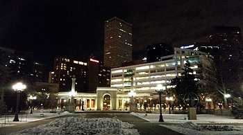 city in colorado at winter night, winter, night, city, colorado, usa HD wallpaper